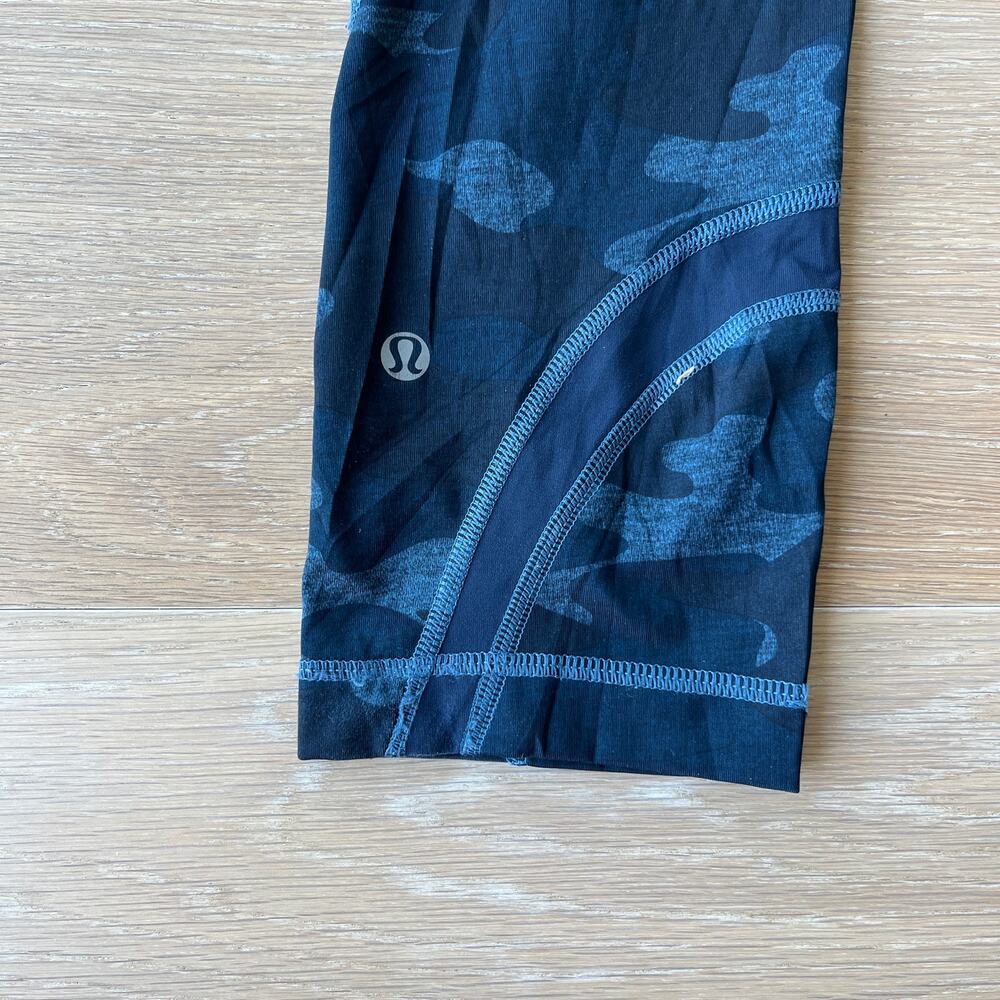 Lululemon Run Inspire Crop II Leggings Heathered Texture Lotus Camo Blue sz 4 - Picture 5 of 6